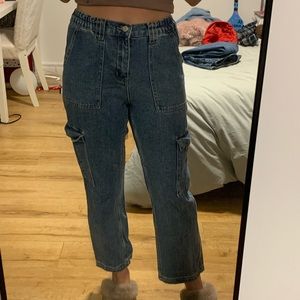 Pacsun Denim Cargo Pants with stretchy waist band